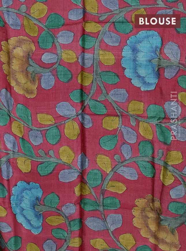 Mangalgiri silk cotton saree green and maroon with plain body and silver zari woven border