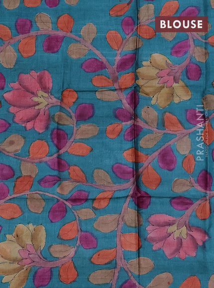 Mangalgiri silk cotton saree maroon and peacock green with plain body and long ikat style zari woven border