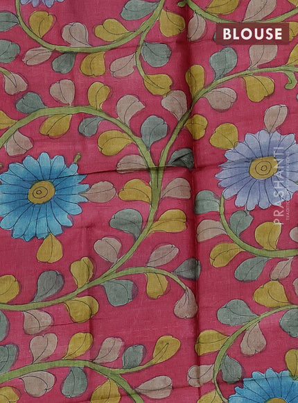 Mangalgiri silk cotton saree blue and maroon with plain body and silver zari woven border