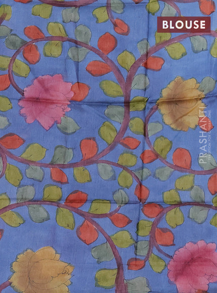 Mangalgiri silk cotton saree pink and blue shade with plain body and silver zari woven border