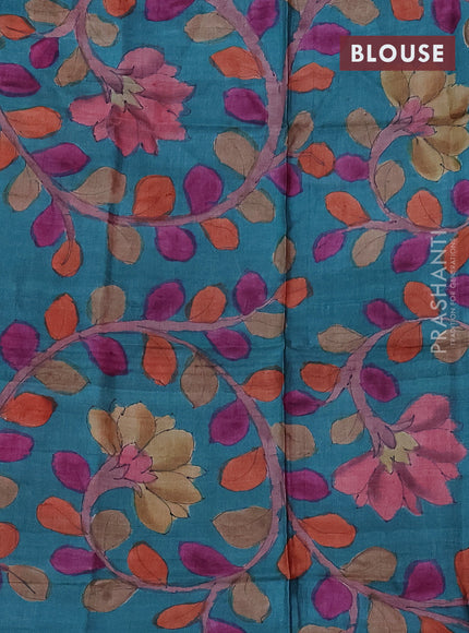 Mangalgiri silk cotton saree candy pink and teal green with plain body and silver zari woven border