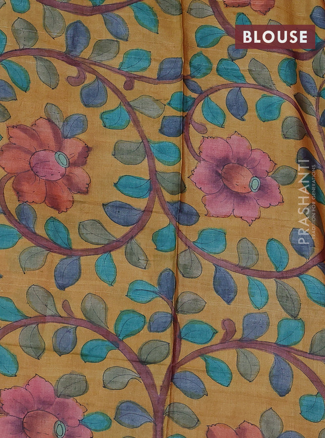 Mangalgiri silk cotton saree reddish pink and mustard yellow with plain body and silver zari woven border