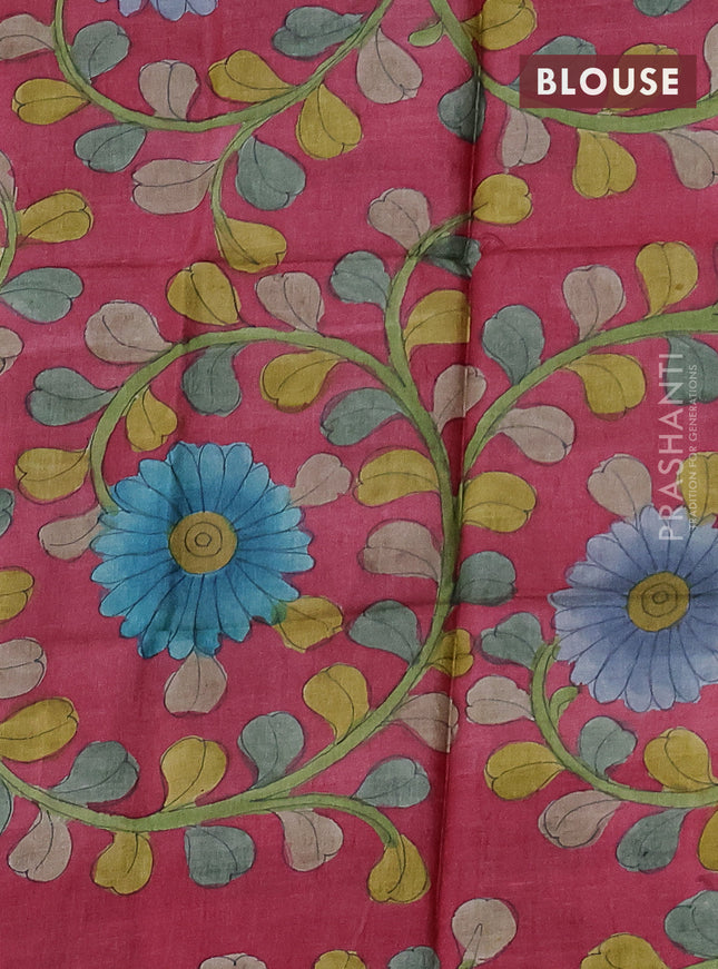 Mangalgiri silk cotton saree green and maroon with plain body and silver zari woven border