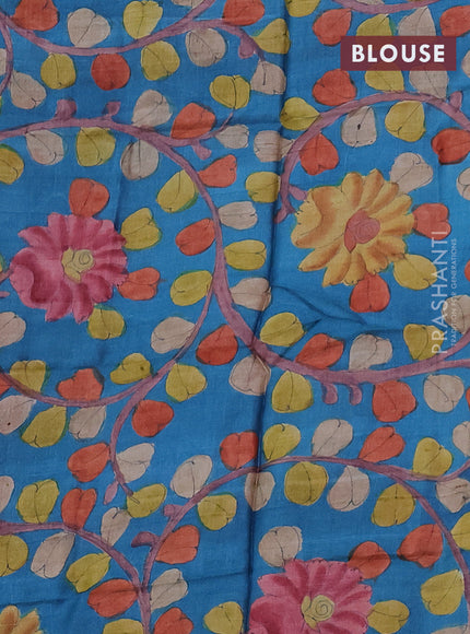 Mangalgiri silk cotton saree purple shade with plain body and silver zari woven border