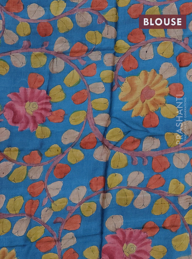 Mangalgiri silk cotton saree purple shade with plain body and silver zari woven border