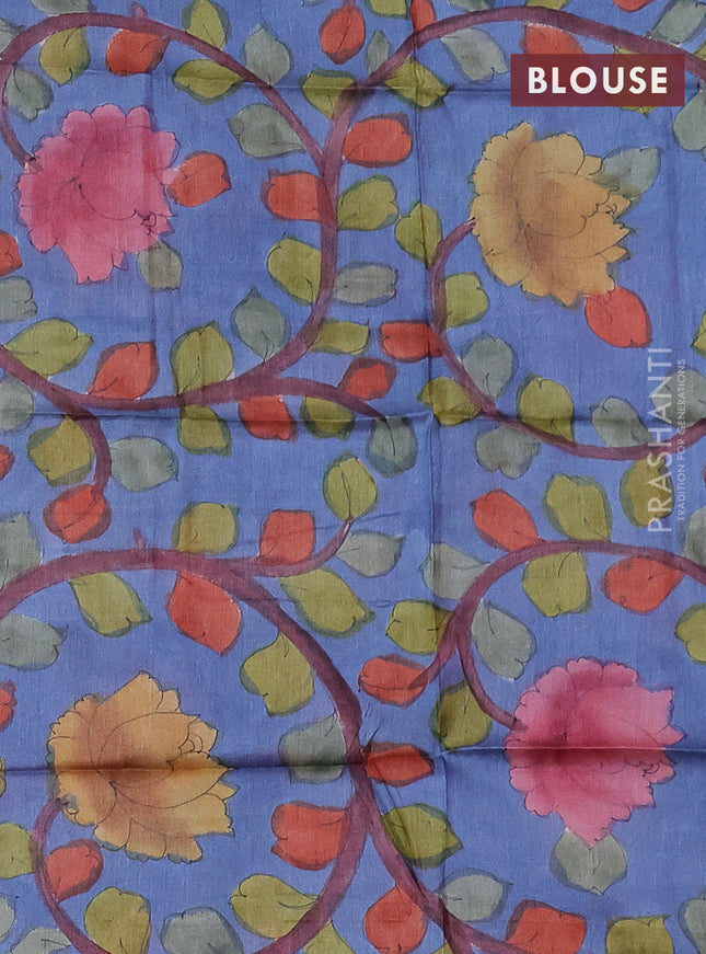 Mangalgiri silk cotton saree pink and bluish grey with allover silver zari checked pattern and long silver zari woven border