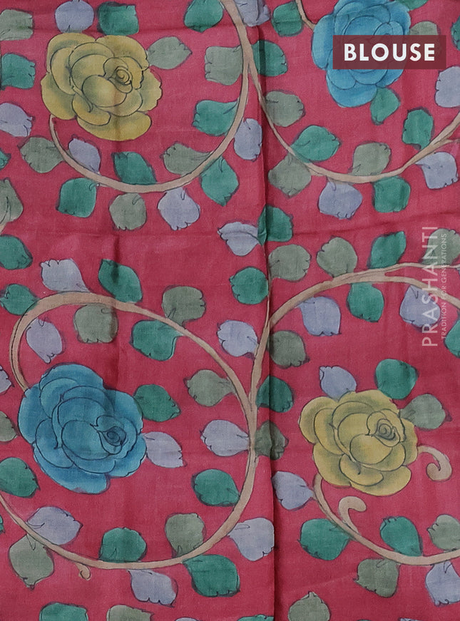 Mangalgiri silk cotton saree purple and maroon with allover silver zari checked pattern and long silver zari woven border