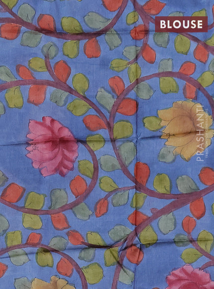 Mangalgiri silk cotton saree magenta pink and bluish grey with allover zari checked pattern and long silver zari woven border