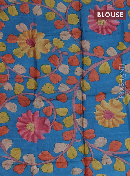 Mangalgiri silk cotton saree light pink and cs blue with allover silver zari checked pattern and long silver zari woven border