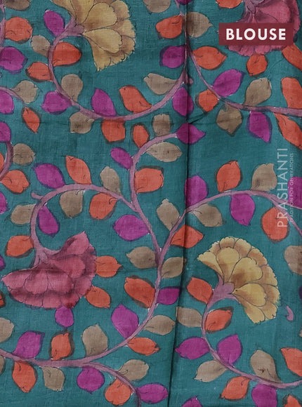 Mangalgiri silk cotton saree maroon and dark green with plain body and long rettapet silver zari woven border