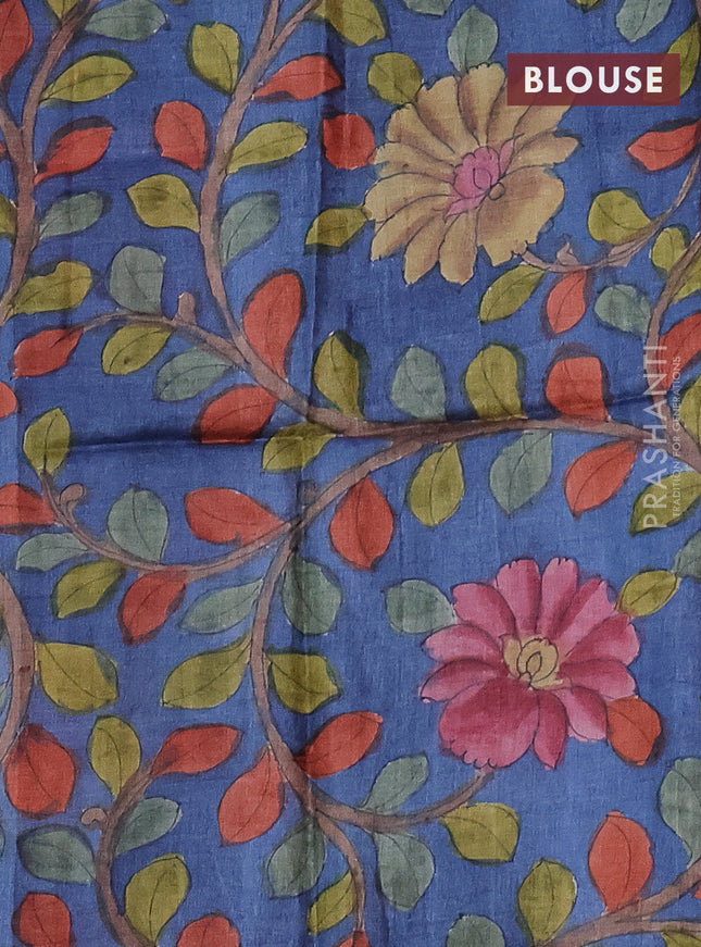 Mangalgiri silk cotton saree maroon and blue with plain body and long rettapet silver zari woven border