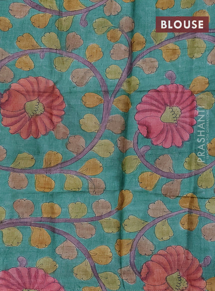 Mangalgiri silk cotton saree black and green with plain body and long rettapet silver zari woven border