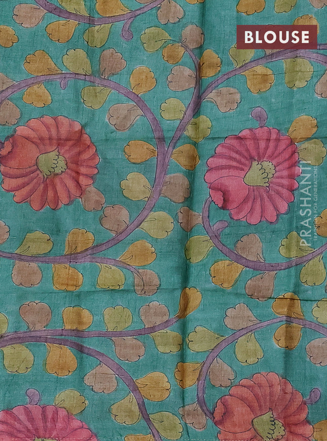 Mangalgiri silk cotton saree black and green with plain body and long rettapet silver zari woven border