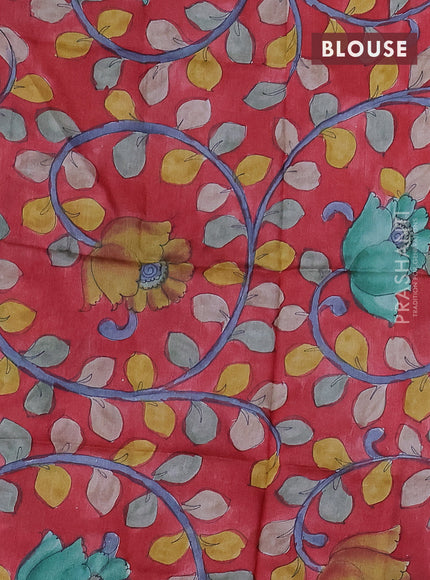 Mangalgiri silk cotton saree cs blue and maroon with allover zari checked pattern and silver zari woven border