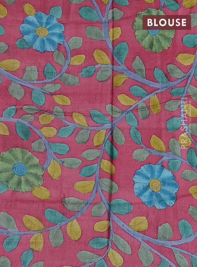 Mangalgiri silk cotton saree cs blue and maroon with allover zari checked pattern and silver zari woven border