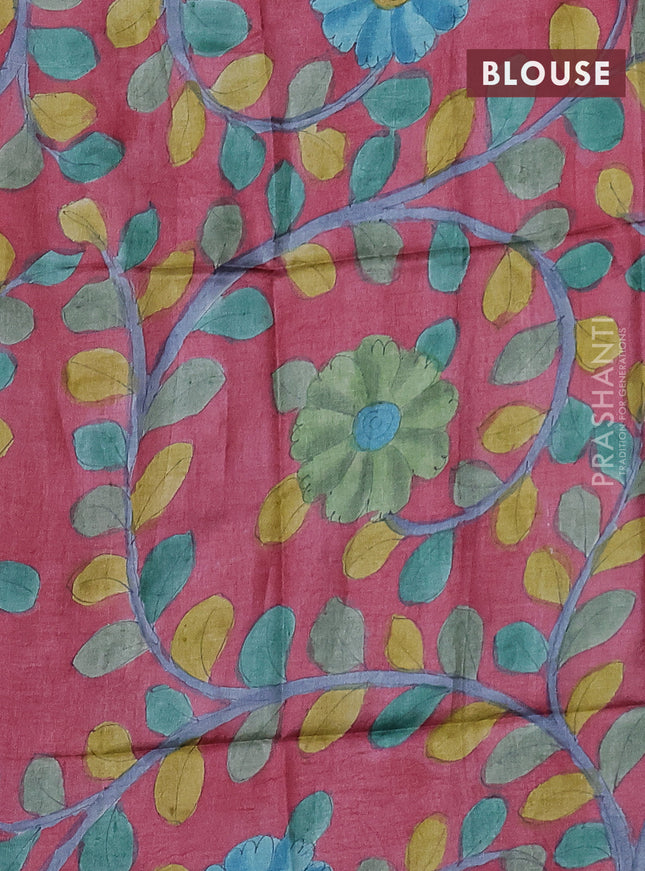 Mangalgiri silk cotton saree peacock green and maroon with allover zari checked pattern and silver zari woven border