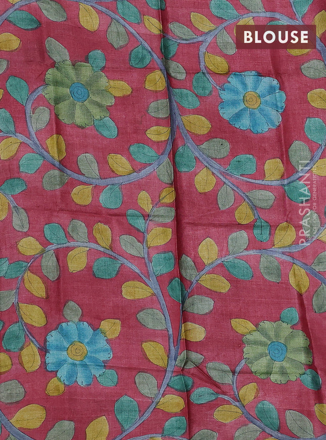 Mangalgiri silk cotton saree navy blue and maroon with allover zari checked pattern and silver zari woven border