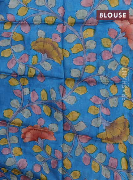 Mangalgiri silk cotton saree wine shade and bluish grey with allover zari checked pattern and silver zari woven border