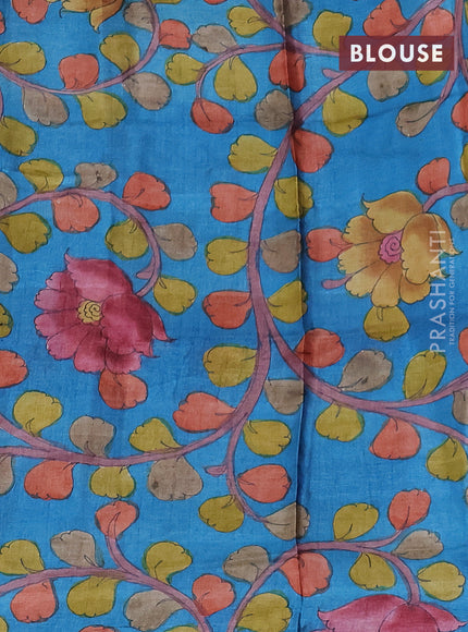 Mangalgiri silk cotton saree violet and cs blue with allover zari checked pattern and silver zari woven border