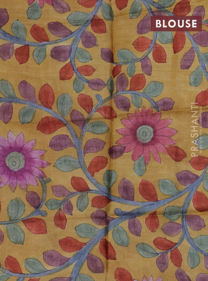 Mangalgiri silk cotton saree peacock blue and mustard yellow with allover zari checked pattern and silver zari woven border