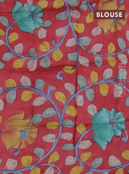 Mangalgiri silk cotton saree navy blue and maroon with allover zari checked pattern and silver zari woven border