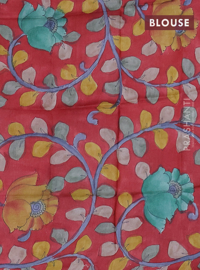 Mangalgiri silk cotton saree navy blue and maroon with allover zari checked pattern and silver zari woven border