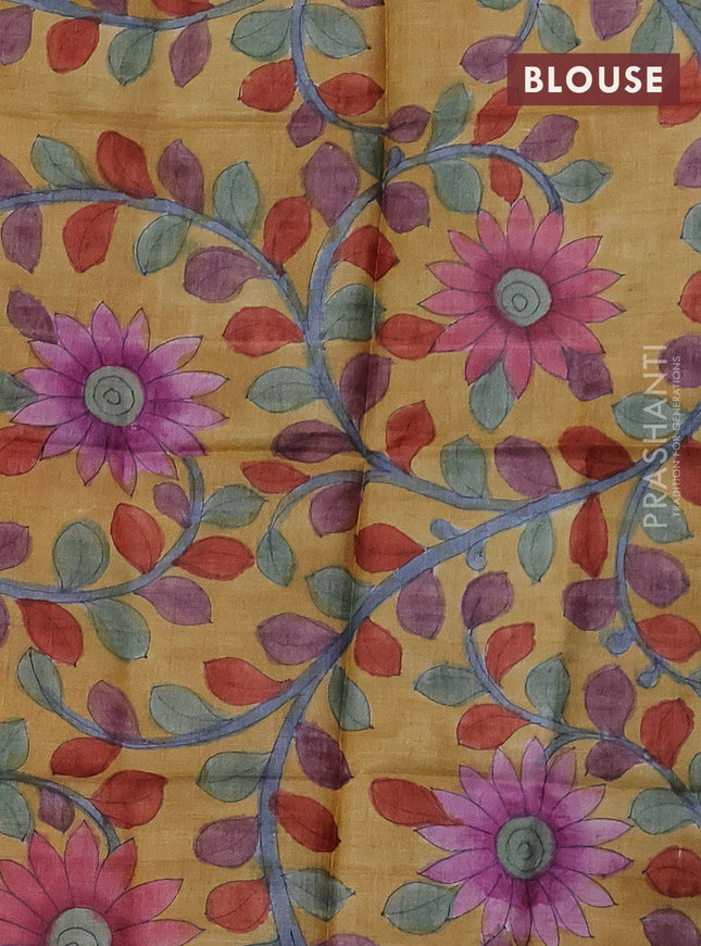 Mangalgiri silk cotton saree peacock green and mustard yellow with allover zari checked pattern and silver zari woven border