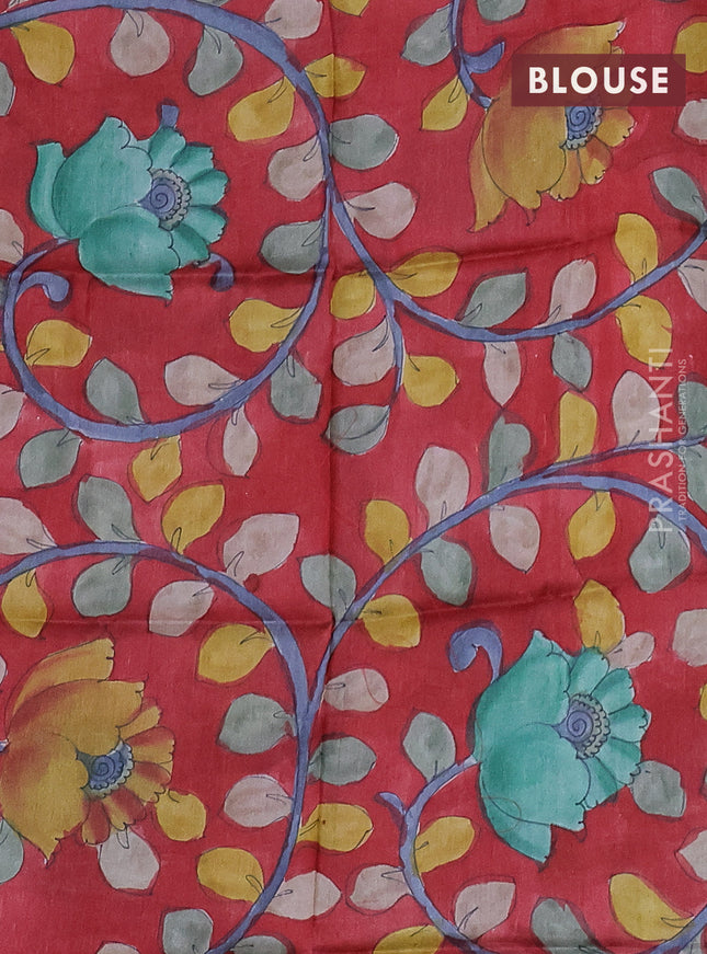 Mangalgiri silk cotton saree green and maroon with allover zari checked pattern and silver zari woven border