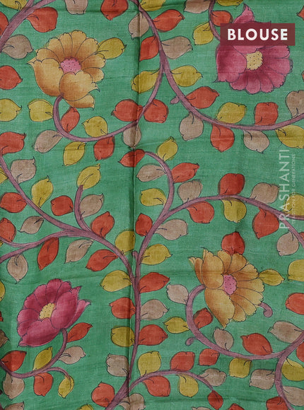 Mangalgiri silk cotton saree green with allover zari checked pattern and silver zari woven border