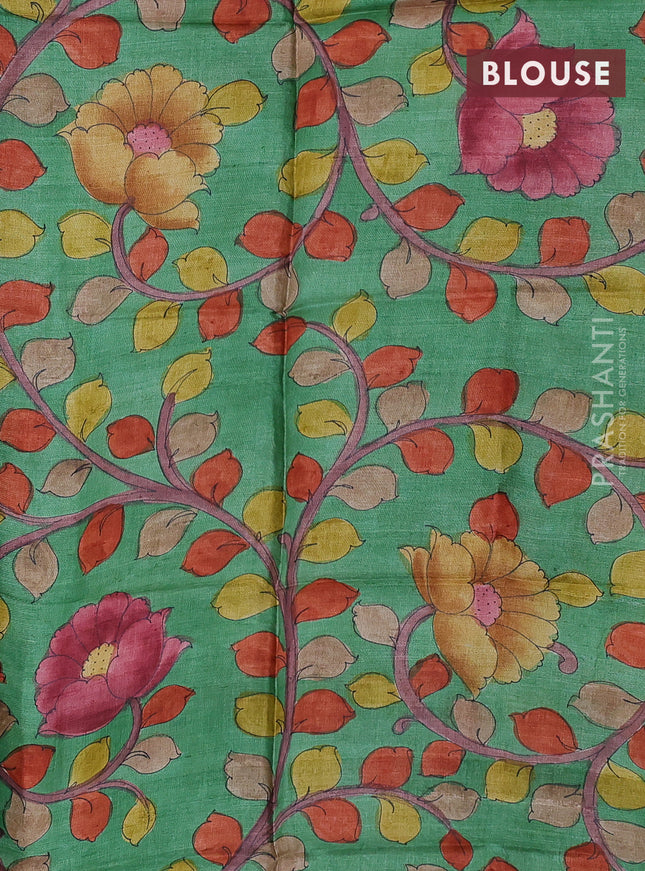 Mangalgiri silk cotton saree green with allover zari checked pattern and silver zari woven border