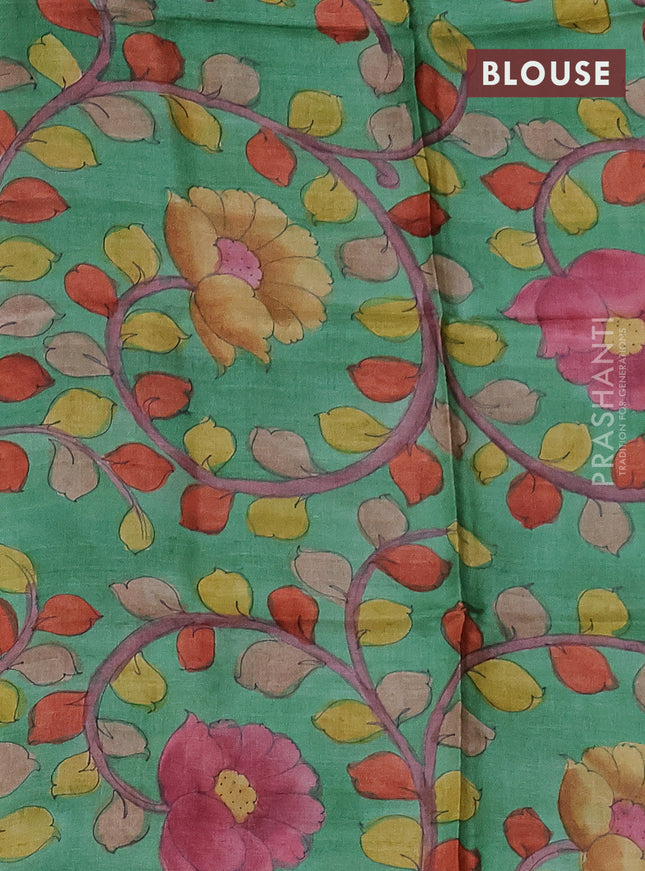 Mangalgiri silk cotton saree sap green and green with allover zari checked pattern and silver zari woven border