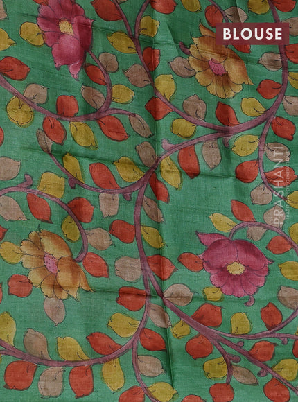 Mangalgiri silk cotton saree navy blue and green with allover zari checked pattern and silver zari woven border