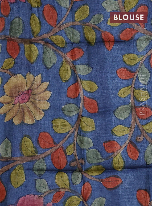 Mangalgiri silk cotton saree green and bluish grey with allover zari checked pattern and silver zari woven border