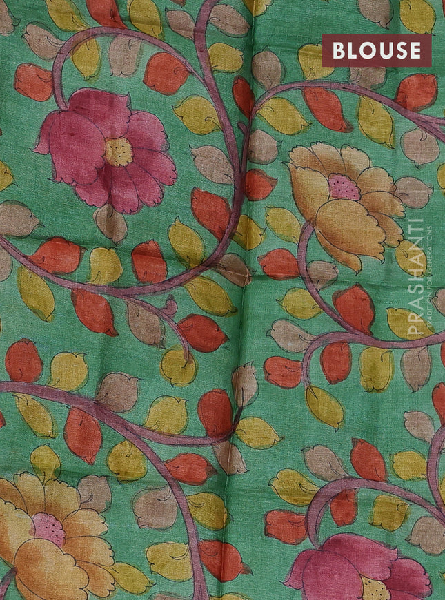 Mangalgiri silk cotton saree peacock green and green with allover zari checked pattern and silver zari woven border