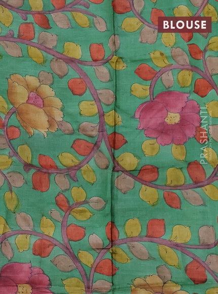 Mangalgiri silk cotton saree green with allover zari checked pattern and silver zari woven border