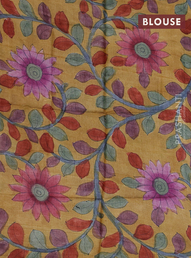 Mangalgiri silk cotton saree cs blue and mustard yellow with allover zari checked pattern and silver zari woven border