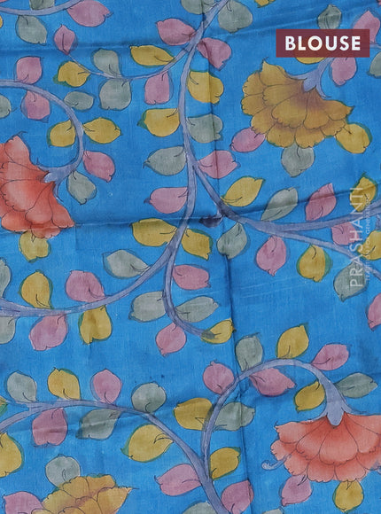 Mangalgiri silk cotton saree sap green and cs blue with allover zari checked pattern and silver zari woven border