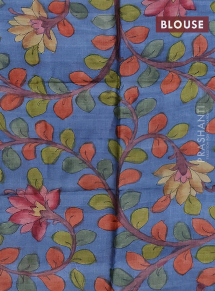 Mangalgiri silk cotton saree peacock green and blue with allover zari checked pattern and silver zari woven border