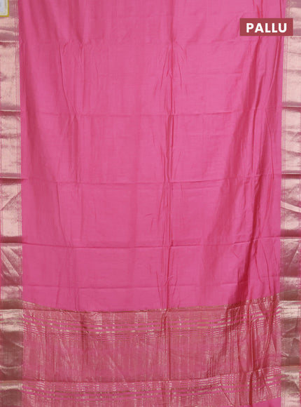 Semi mangalgiri saree light pink with plain body and zari woven border