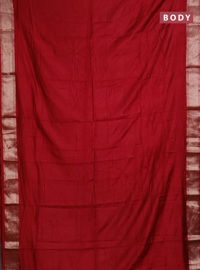 Semi mangalgiri saree maroon with plain body and zari woven border