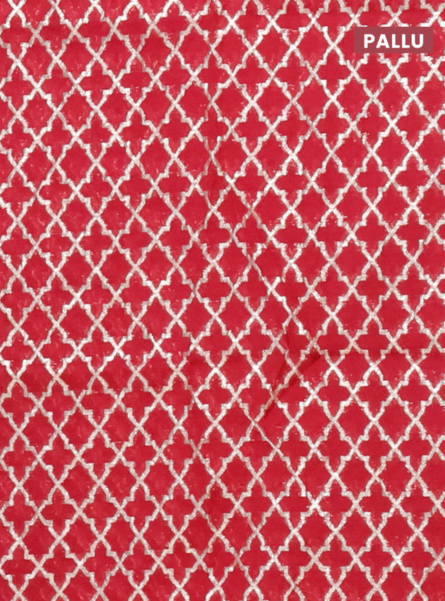 Semi mangalgiri saree maroon with plain body and zari woven border