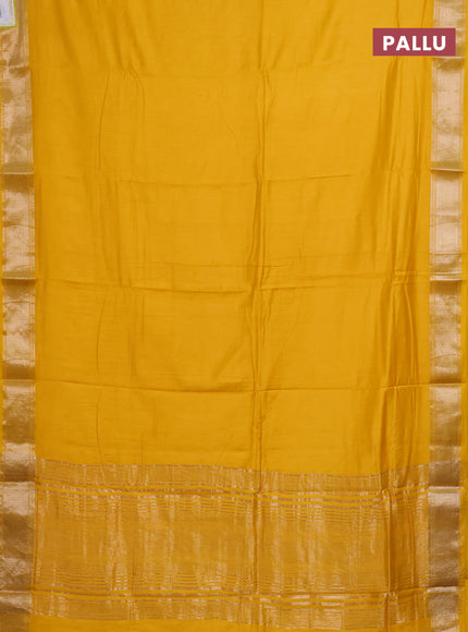 Semi mangalgiri saree yellow with plain body and zari woven border