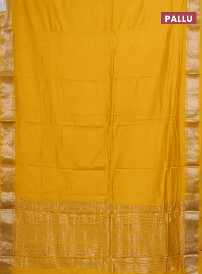 Semi mangalgiri saree yellow with plain body and zari woven border