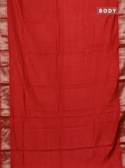Semi mangalgiri saree rust shade with plain body and zari woven border