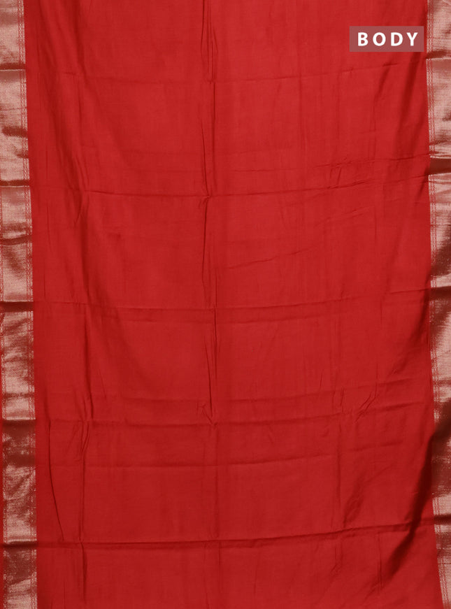 Semi mangalgiri saree rust shade with plain body and zari woven border
