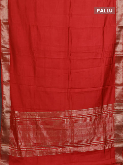 Semi mangalgiri saree rust shade with plain body and zari woven border