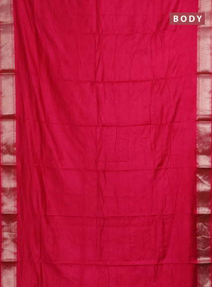 Semi mangalgiri saree pink with plain body and zari woven border