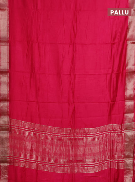 Semi mangalgiri saree pink with plain body and zari woven border