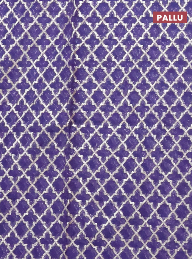 Semi mangalgiri saree navy blue with plain body and zari woven border