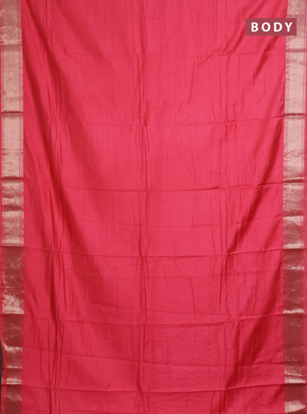 Semi mangalgiri saree peach pink with plain body and zari woven border